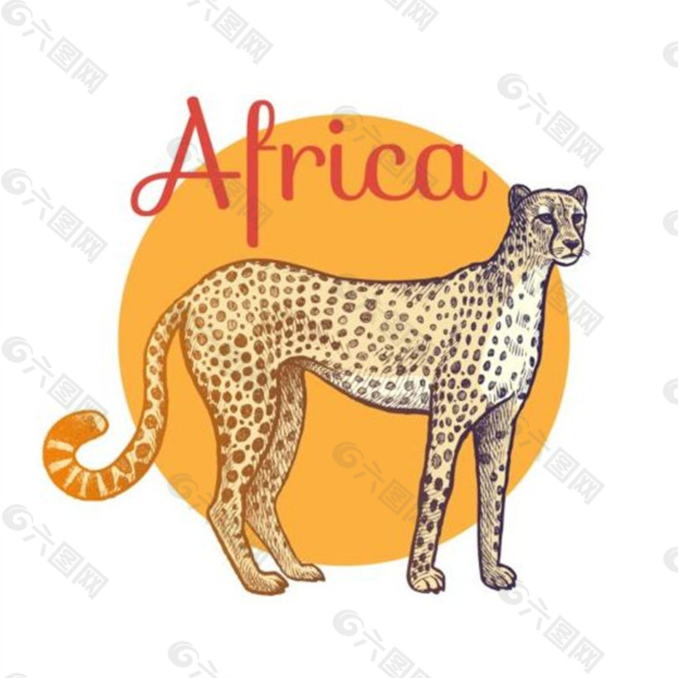 手绘非洲豹矢量素材下载