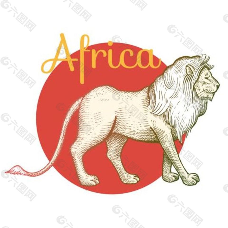 手绘非洲狮矢量素材下载