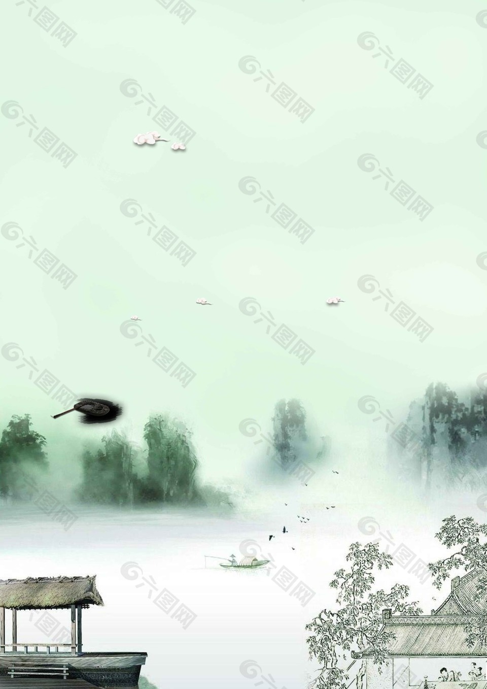 中国风山水墨画背景背景素材免费下载 图片编号 六图网