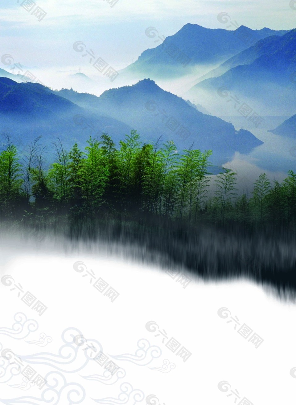 竹林远山背景背景素材免费下载 图片编号 六图网