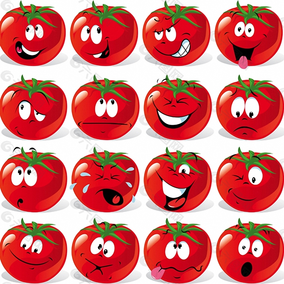 有趣的番茄脸图标集