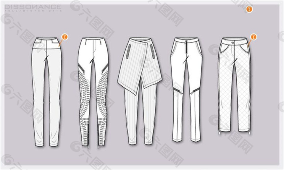 5款长裤设计图
