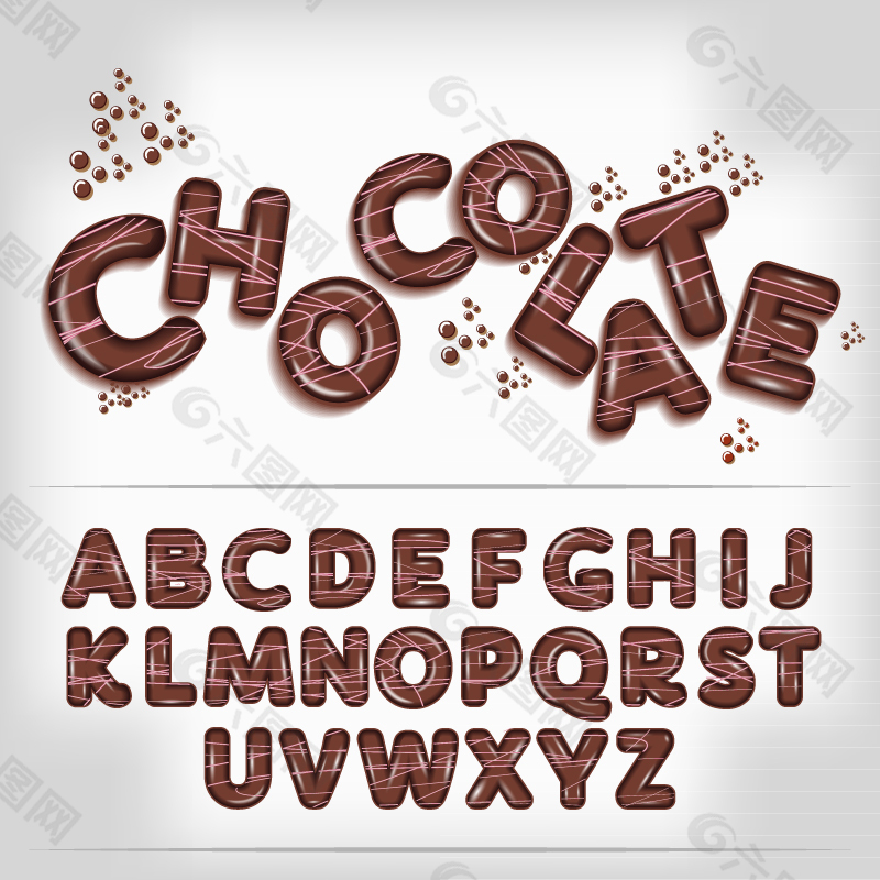 26个创意巧克力字母矢量素材