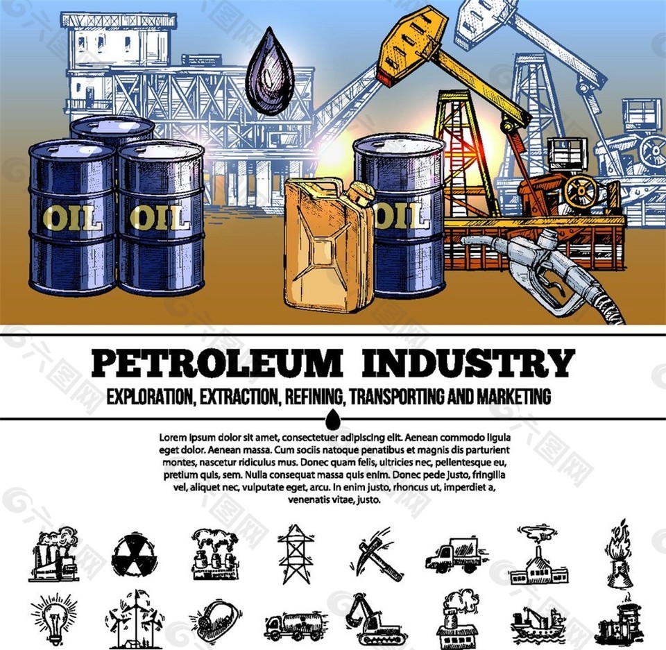 石油开采插画图片平面广告素材免费下载(图片编号:8578041-六图网