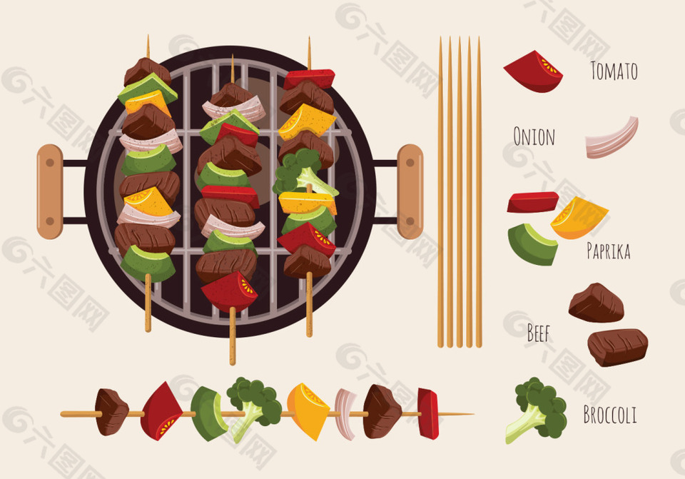 烤肉食物插画