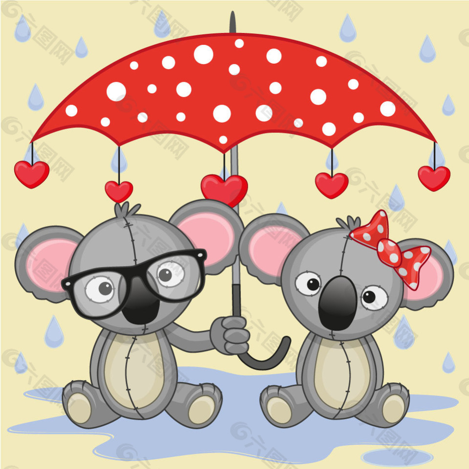 雨伞下可爱卡通动物树懒矢量图素材