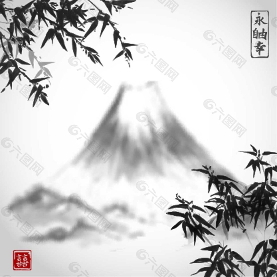 水墨山水插画