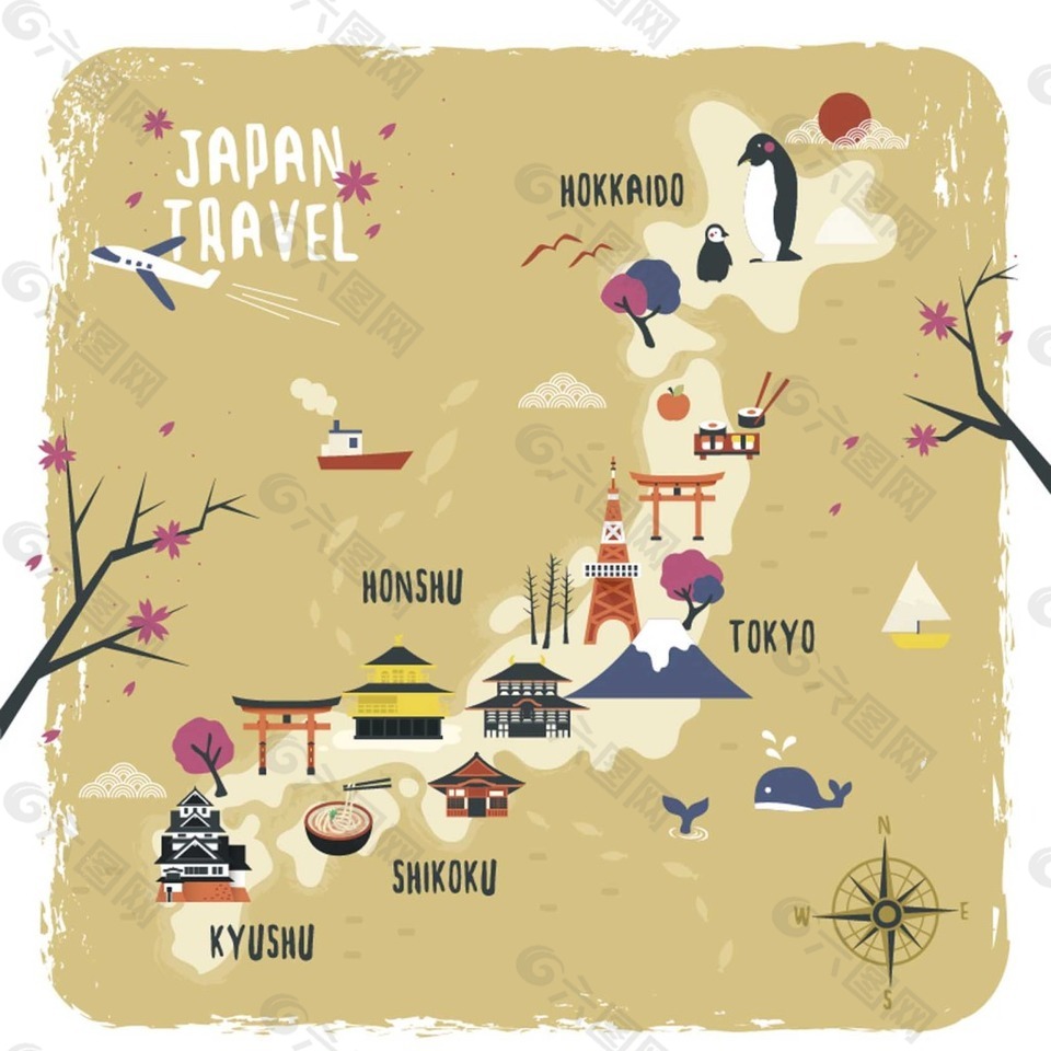 创意日本旅行插画