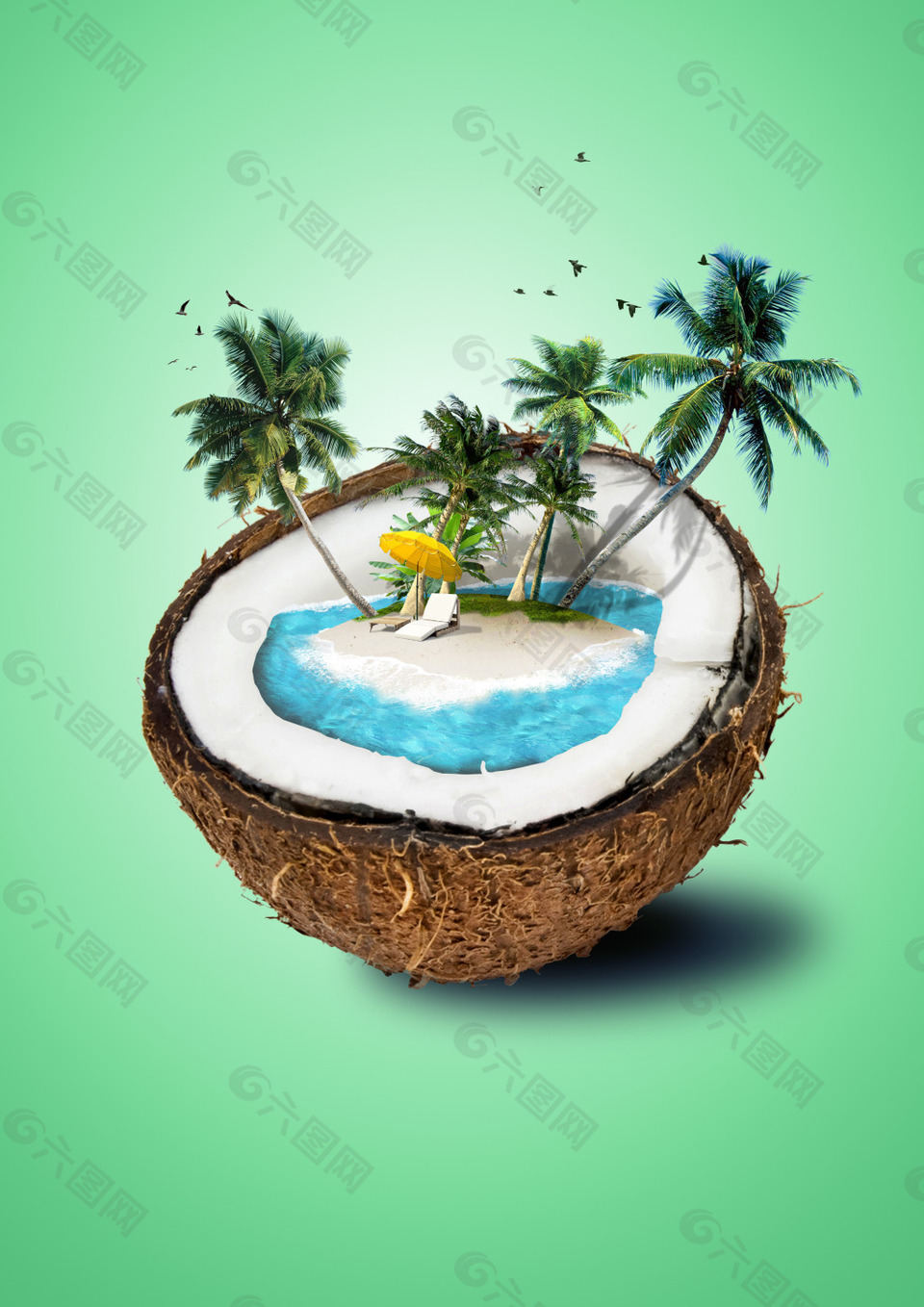 在椰子中享受小岛生活
