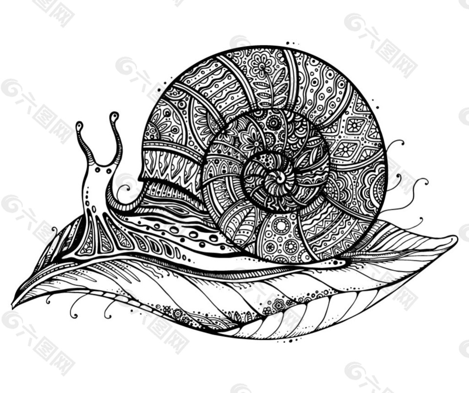 带花纹蜗牛矢量素材