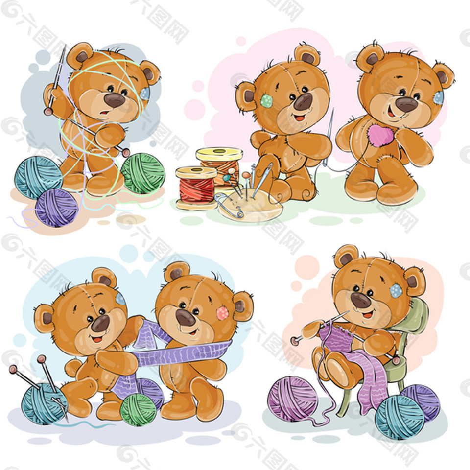 卡通可爱泰迪熊矢量素材下载