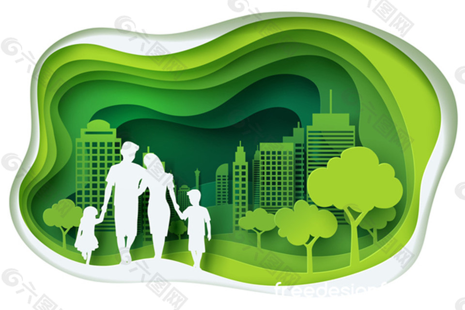 绿色生态与家庭模板矢量素材下载