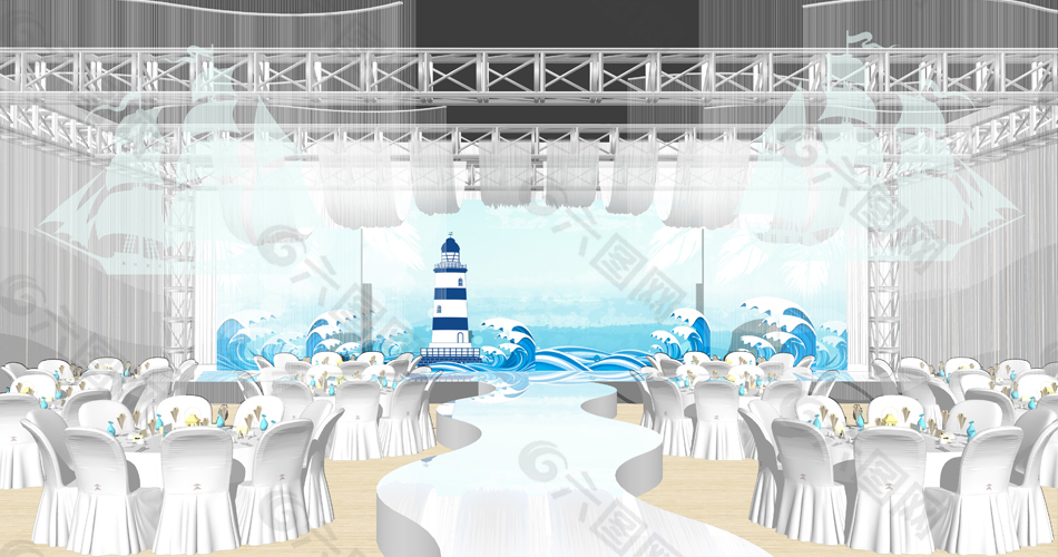海洋系婚礼SU模型