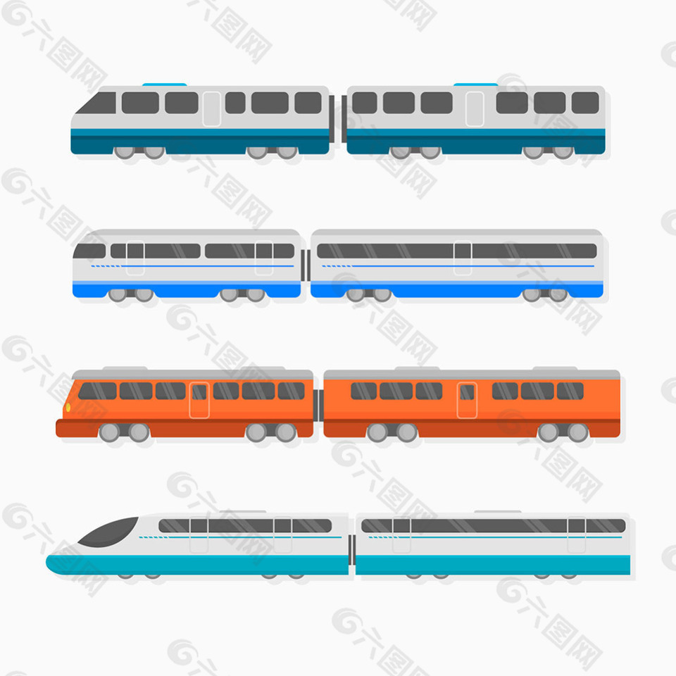 手绘的各种火车矢量设计素材