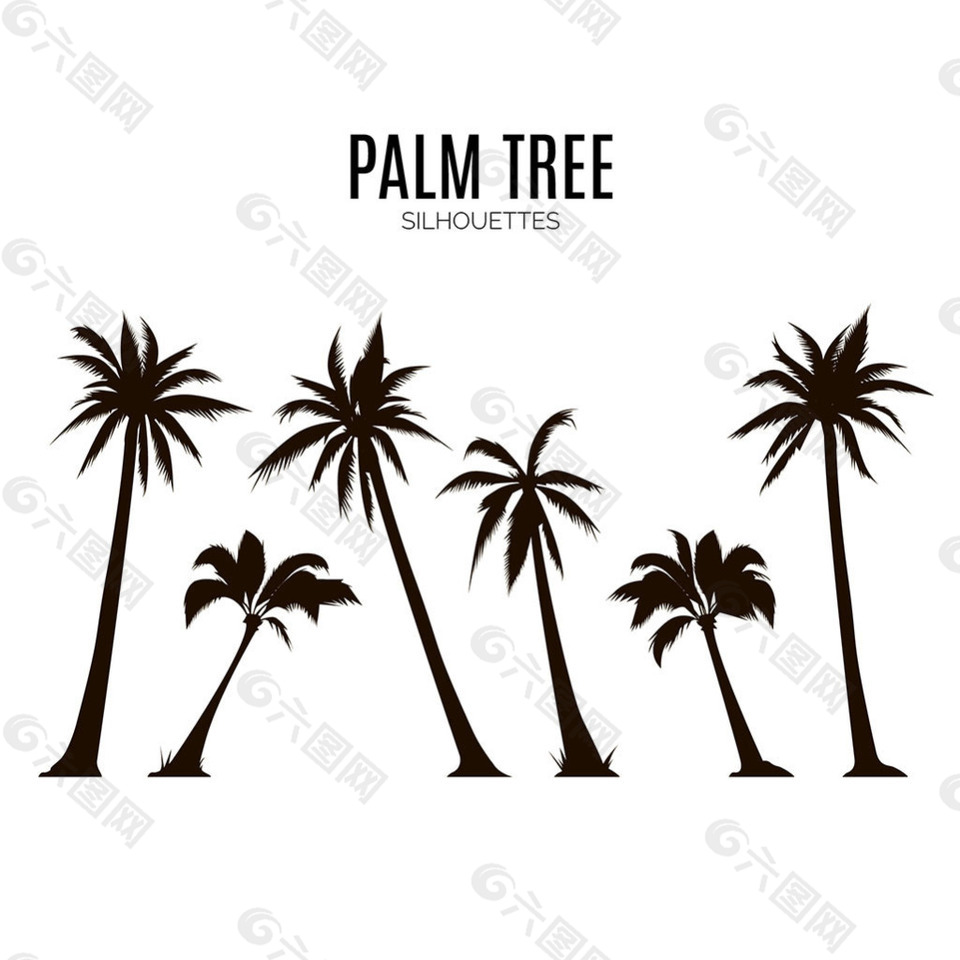 棕榈树剪影效果矢量素材