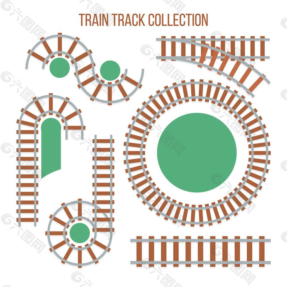 各种火车轨道矢量设计元素的集合