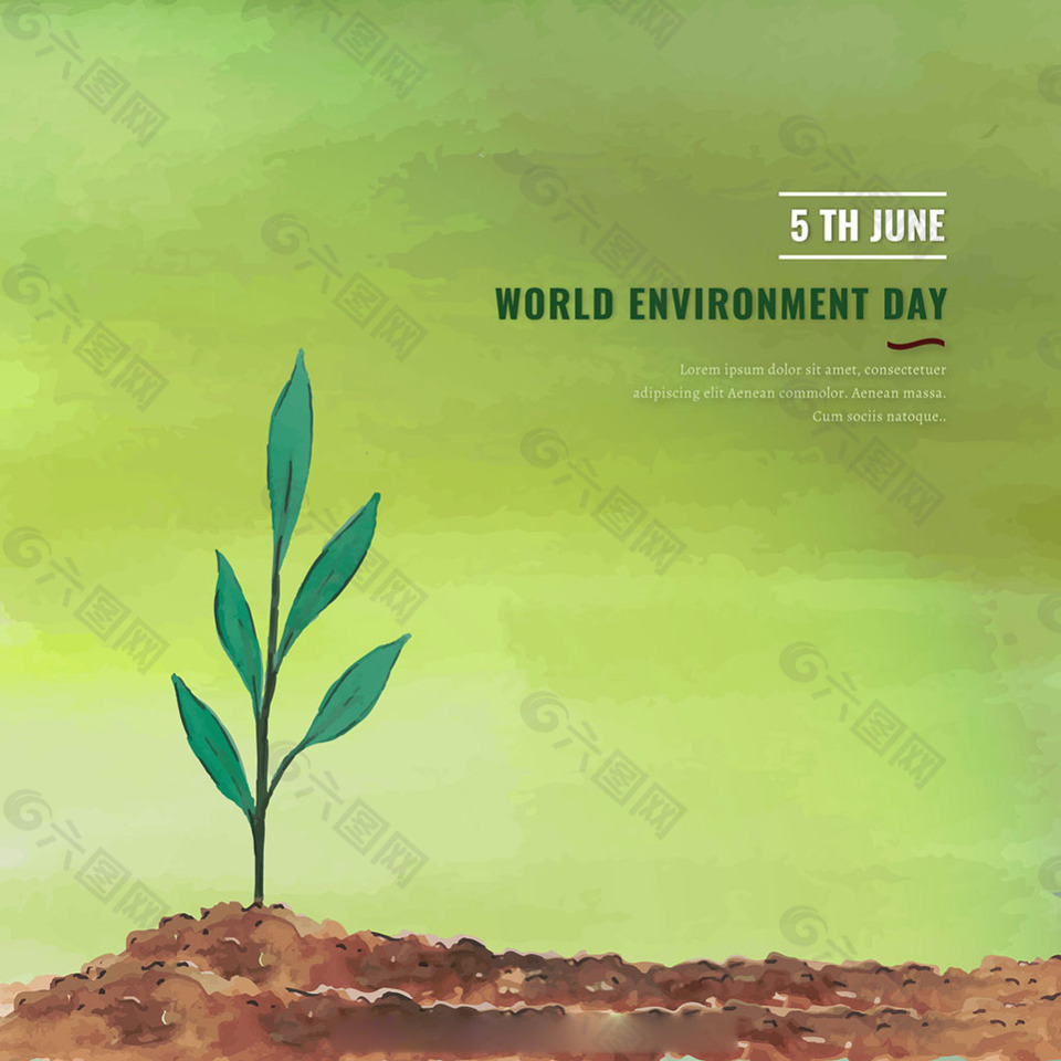 世界环境日孤独的植物广告背景矢量素材