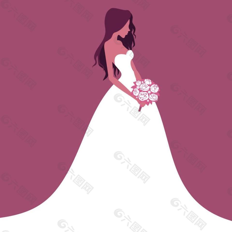 穿婚纱的女人插画矢量素材下载