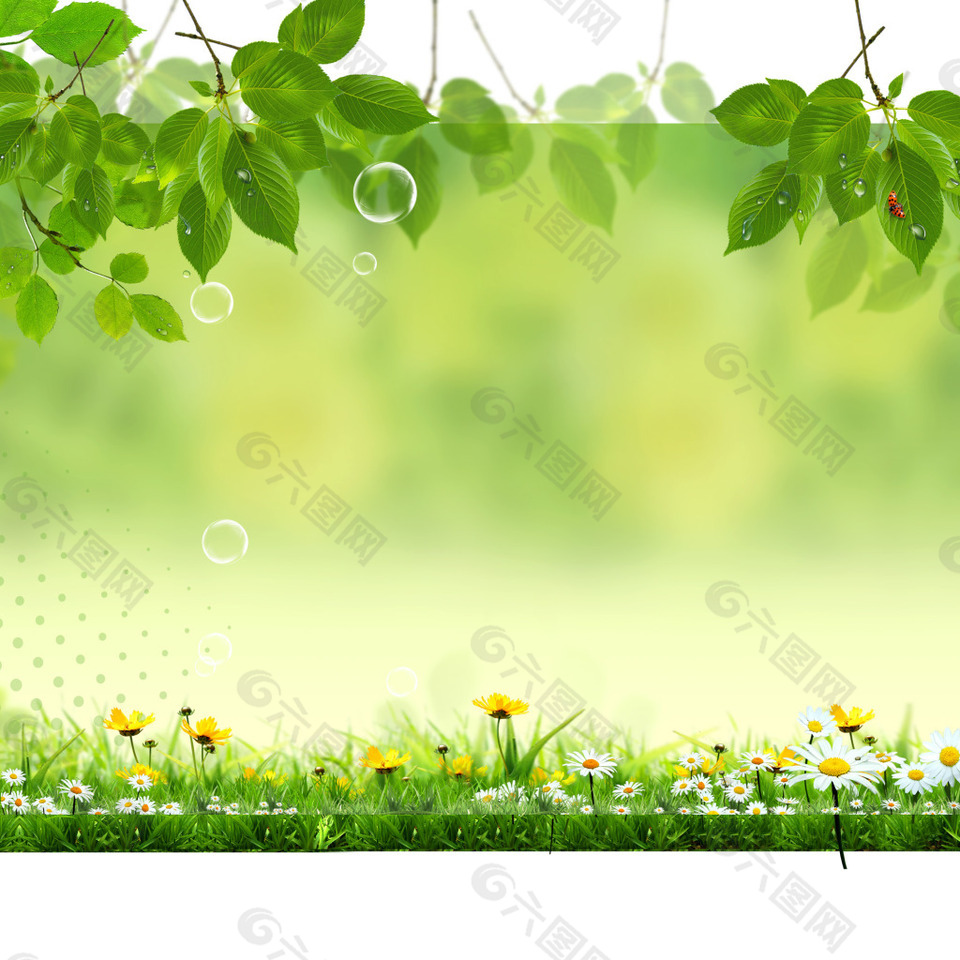绿叶小花丛背景图