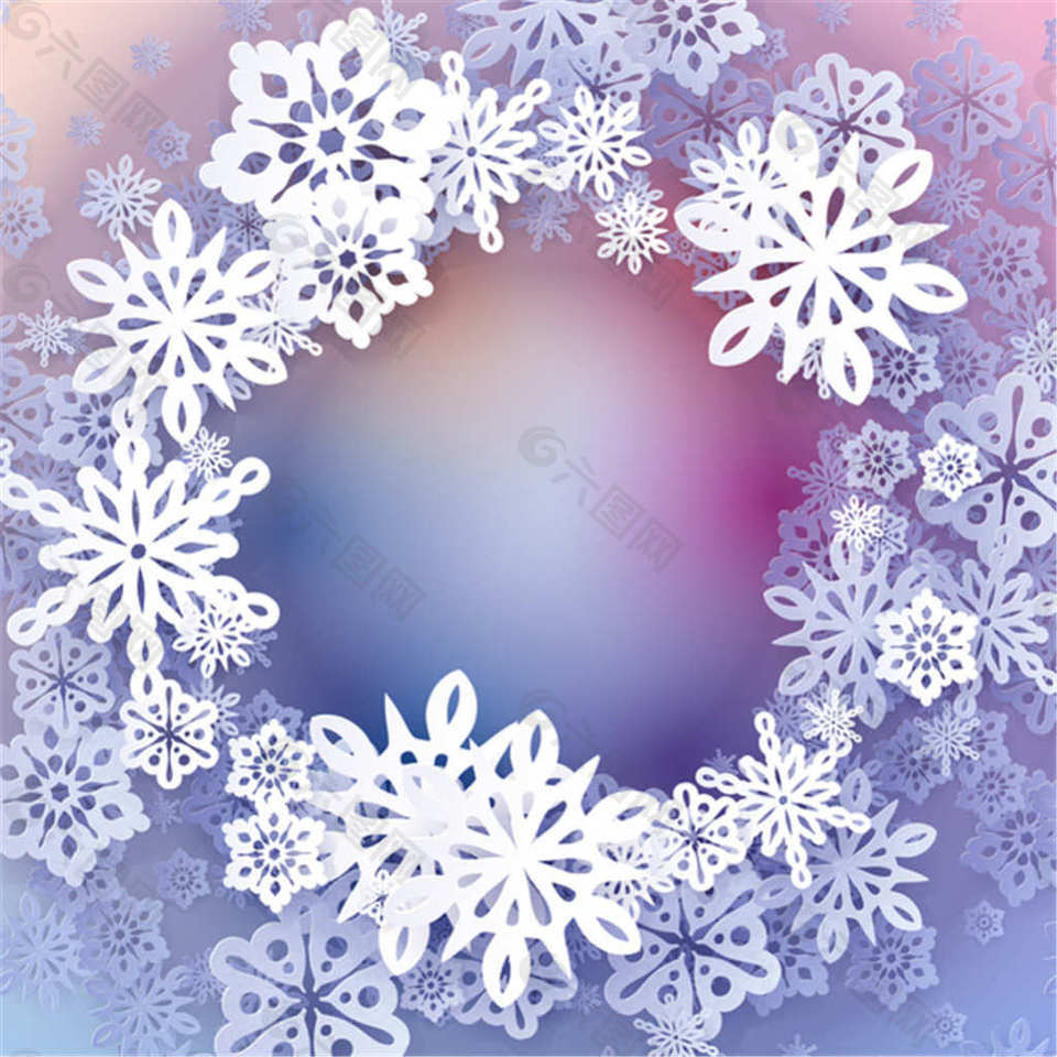 纸雪花圣诞背景矢量素材下载