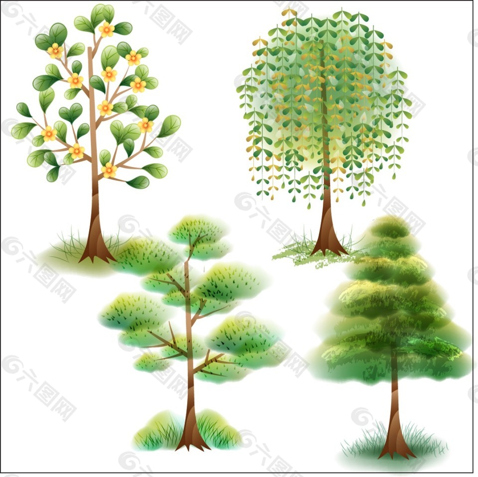 矢量抽象树木素材