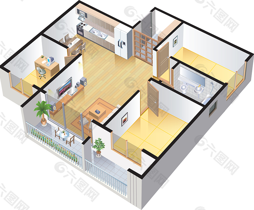 矢量三維室內裝修圖平面廣告素材免費下載(圖片編號:8589934)-六圖網