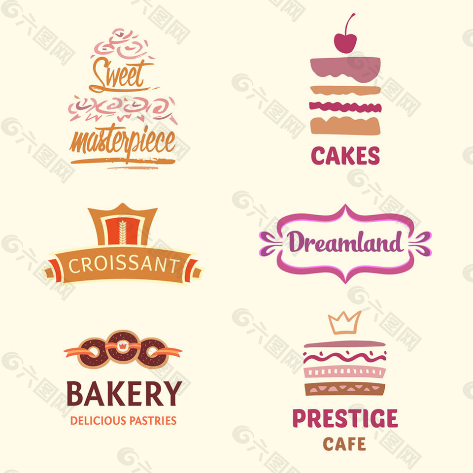 创意面包店标志logo模板