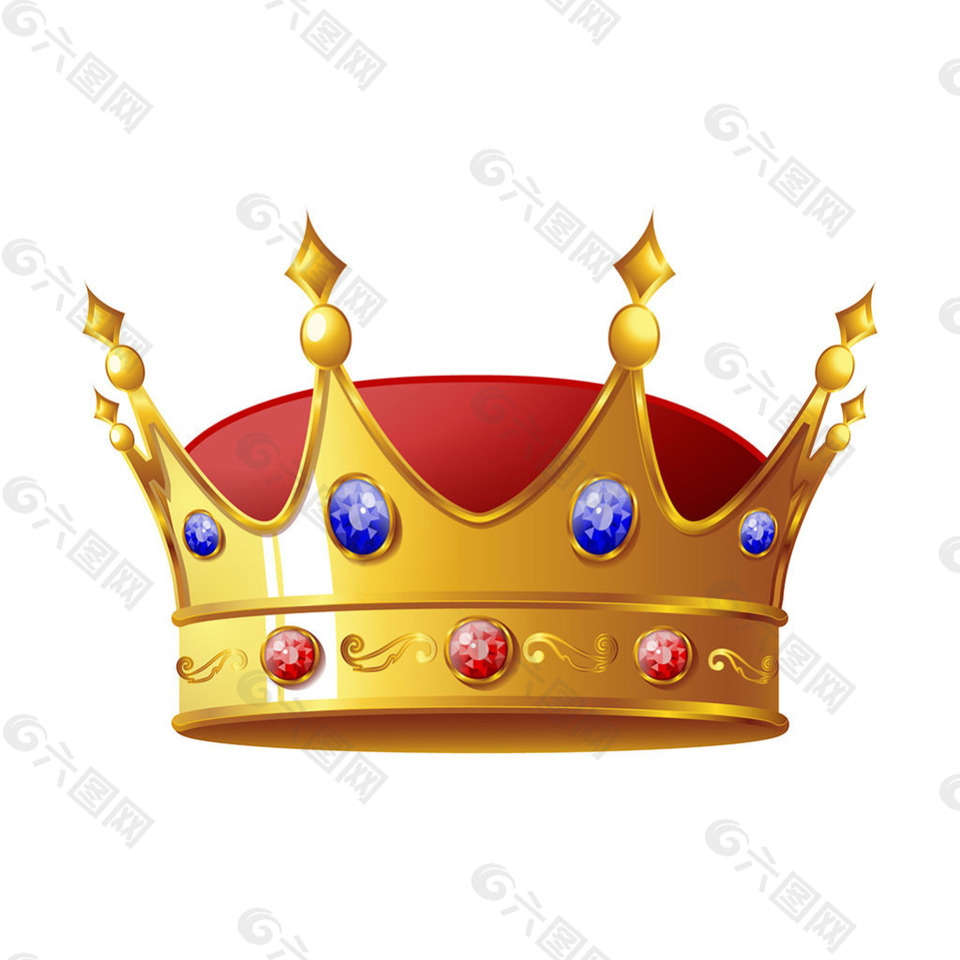 红蓝宝石皇冠矢量设计素材