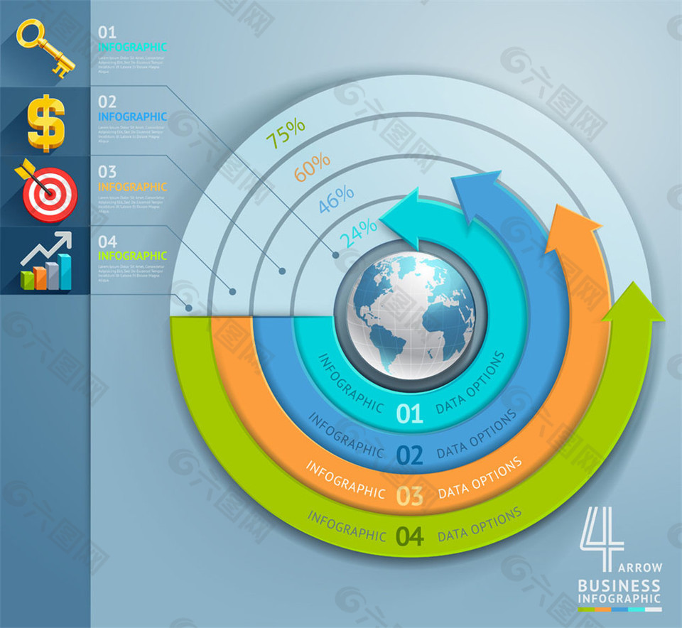彩色圆环箭头地球图表图片