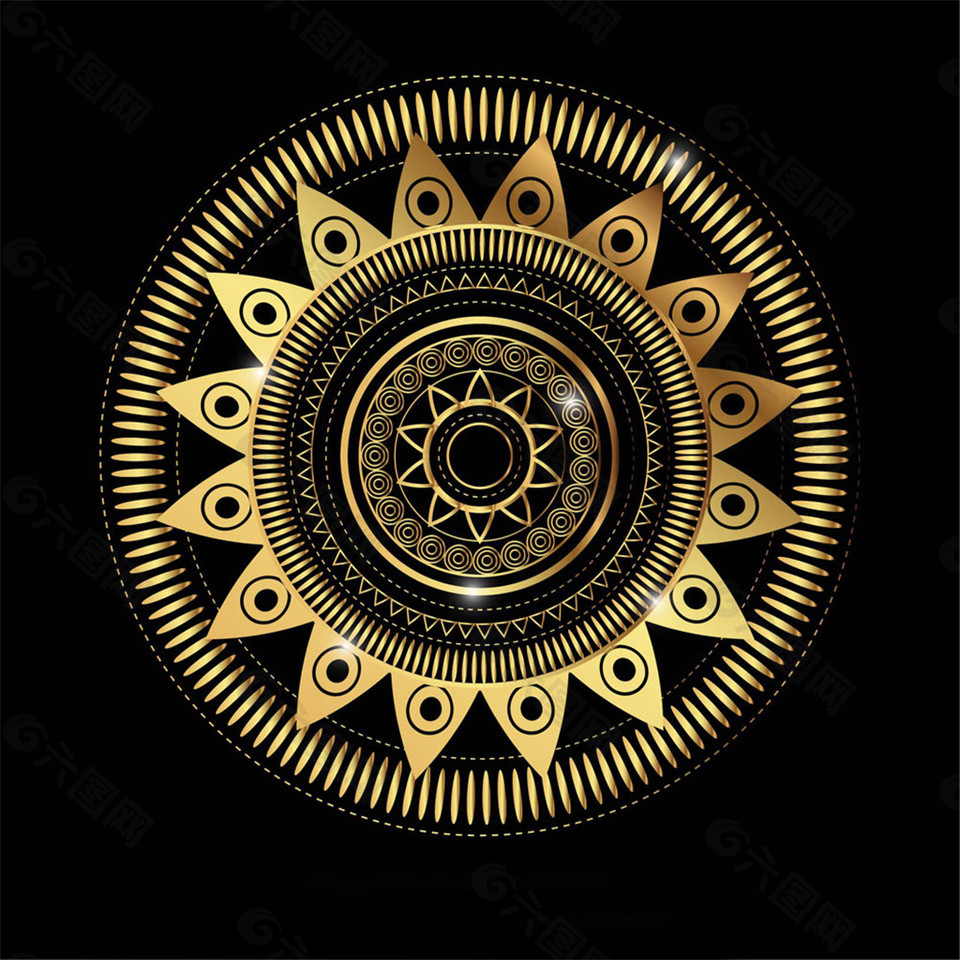 金色花纹圆环背景图片