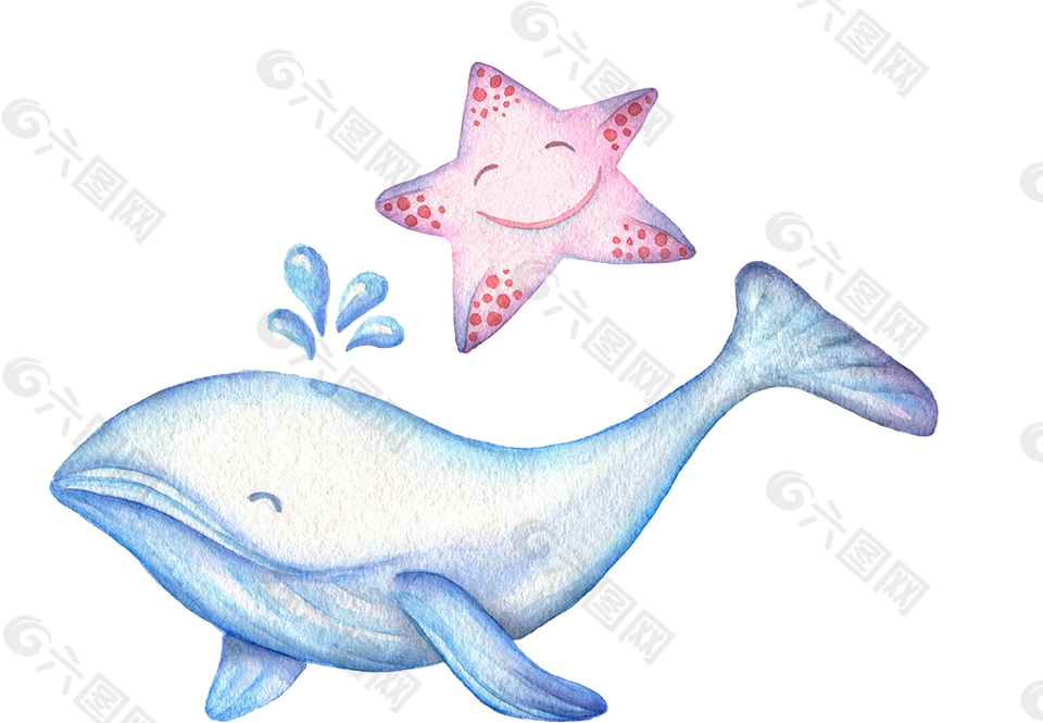 手绘彩铅可爱海洋动物