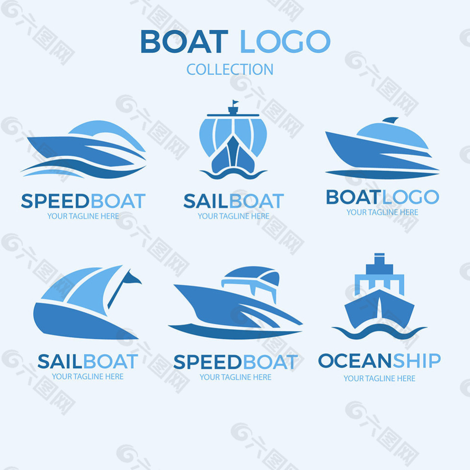 抽象游艇轮船标志图标