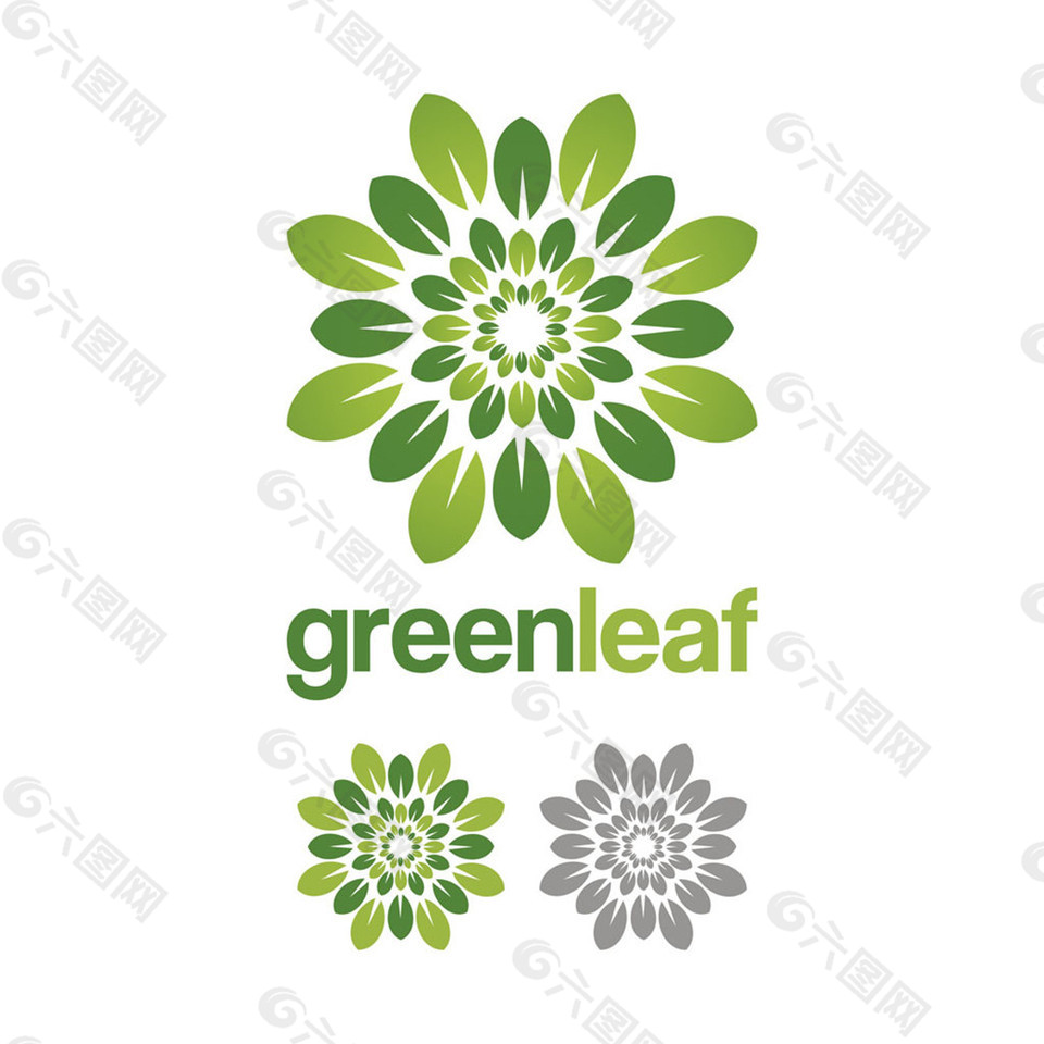 绿色花形logo设计图片