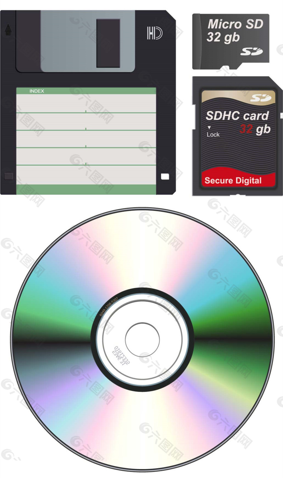 CD与SD卡矢量素材下载