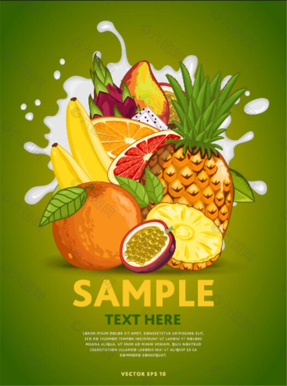 水果与牛奶海报矢量素材下载平面广告素材免费下载(图片编号:8598214)