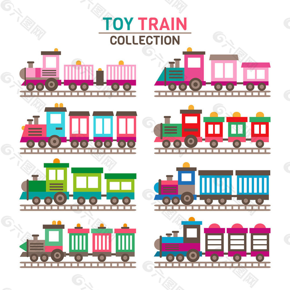 卡通彩色玩具火车矢量素材