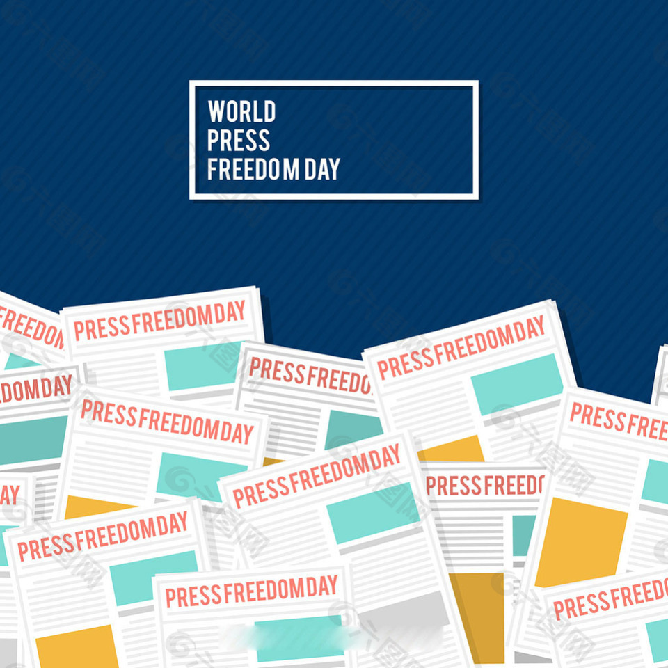 报纸元素蓝色背景