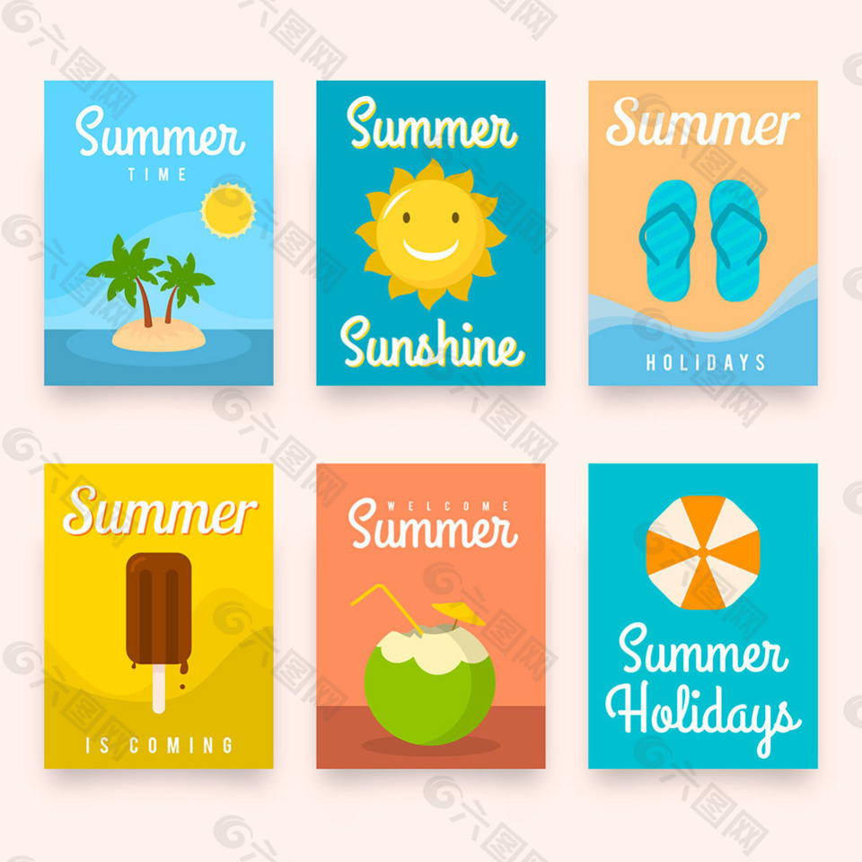 夏天热带元素卡片模板