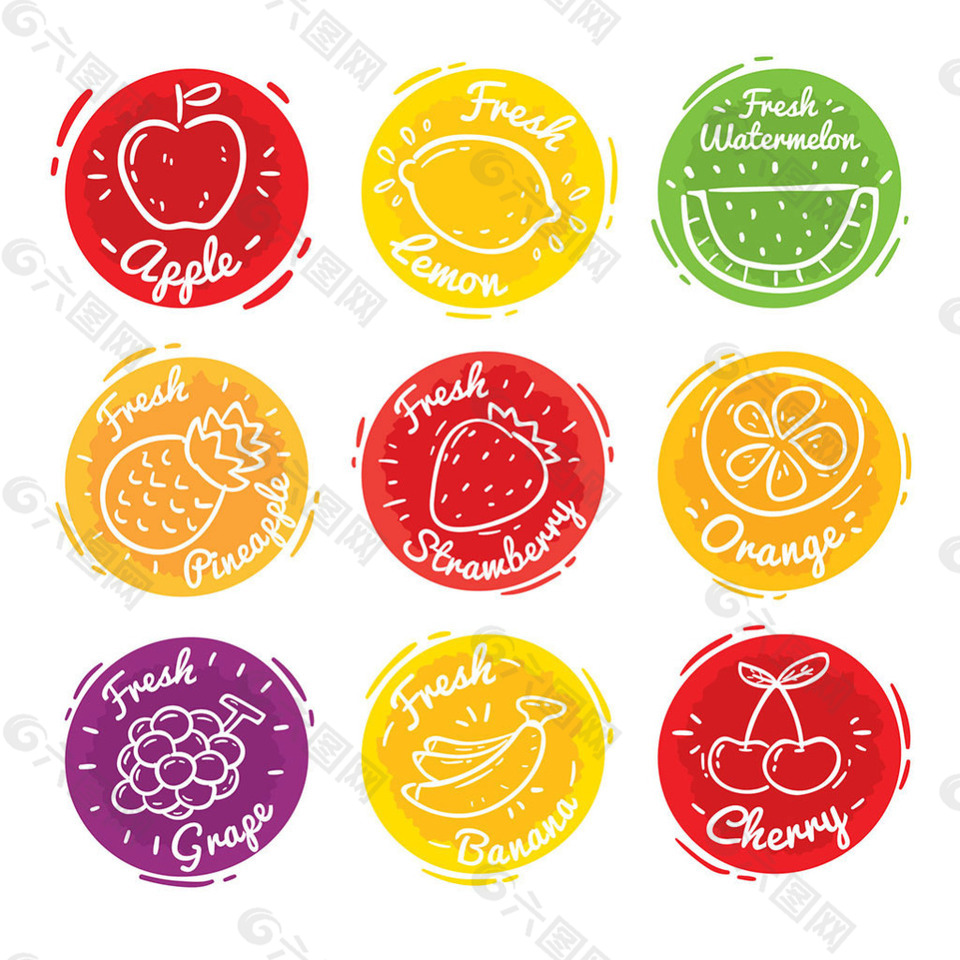 九种果汁图案标签图标