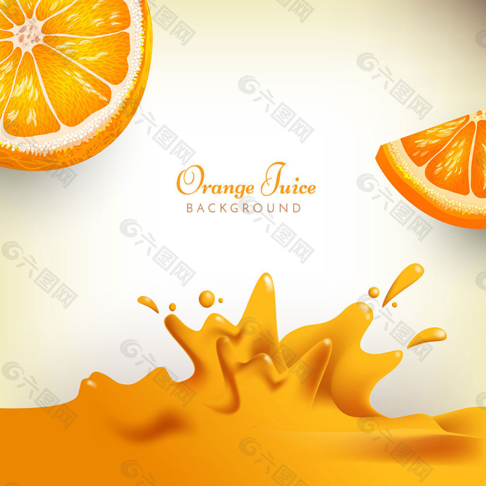 写实橙汁图形图案背景