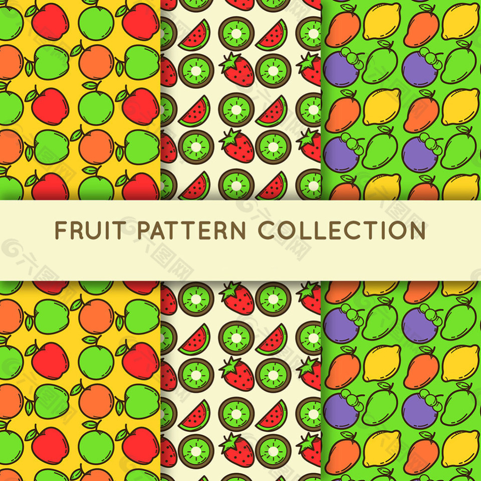 三种水果元素装饰图案