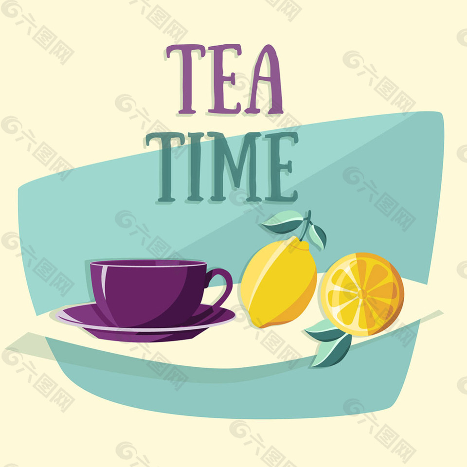 喝茶时间茶杯柠檬淡雅背景