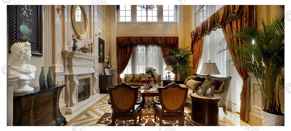 欧式豪华客厅室内设计家装效果图