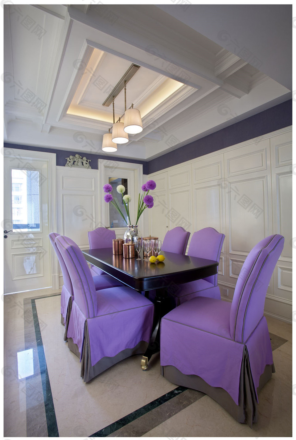 梦幻紫餐厅室内设计家装效果图