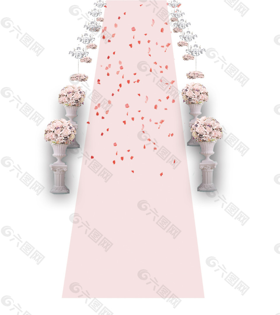 婚礼红毯鲜花花瓣走道元素