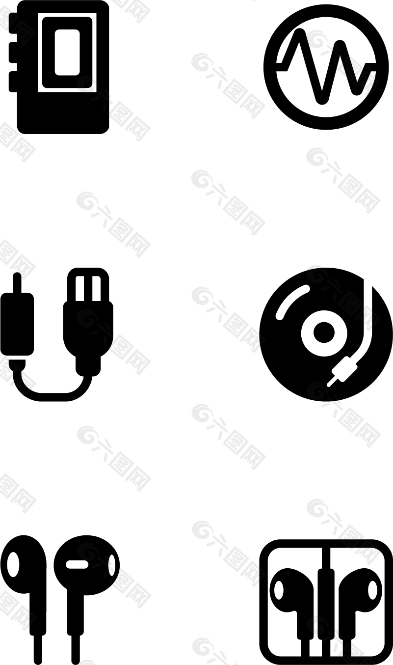 手机配件类黑色简约图标矢量图源文件