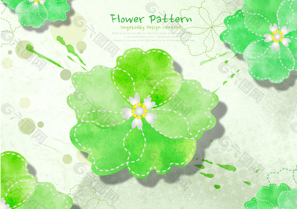 矢量绿色植物花纹素材