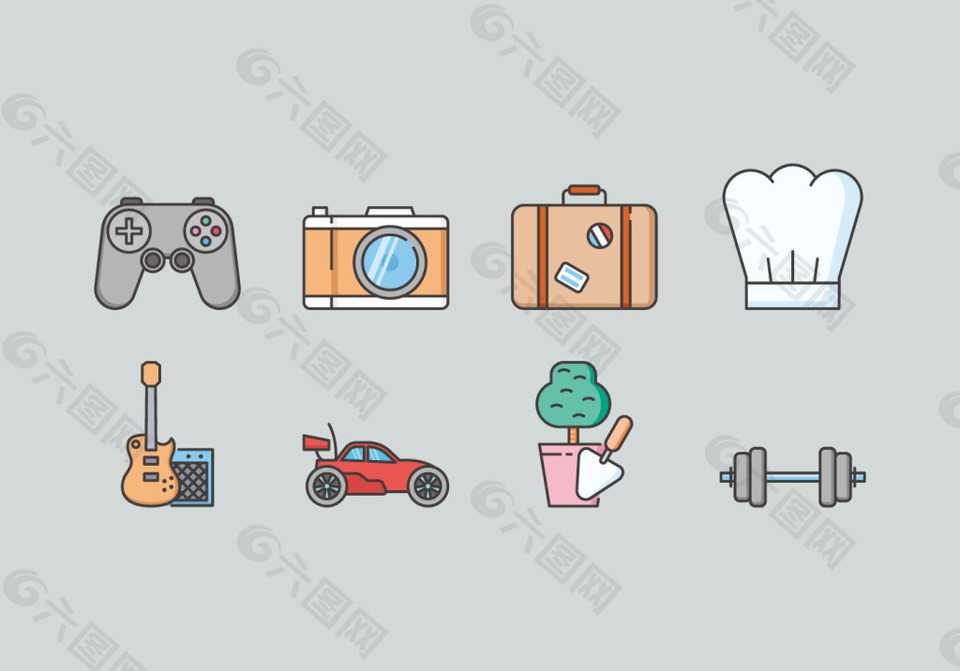 矢量兴趣爱好图标