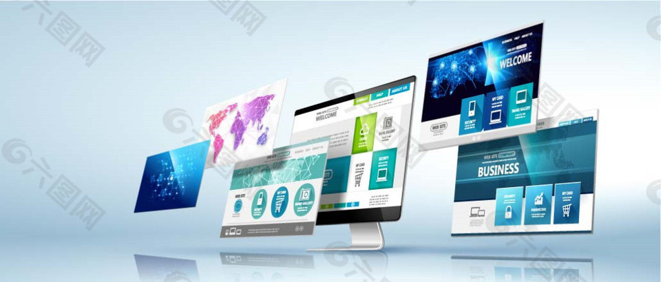 网页设计电脑效果图矢量素材下载