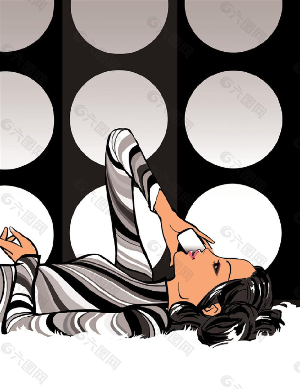 躺着打电话的女人图片